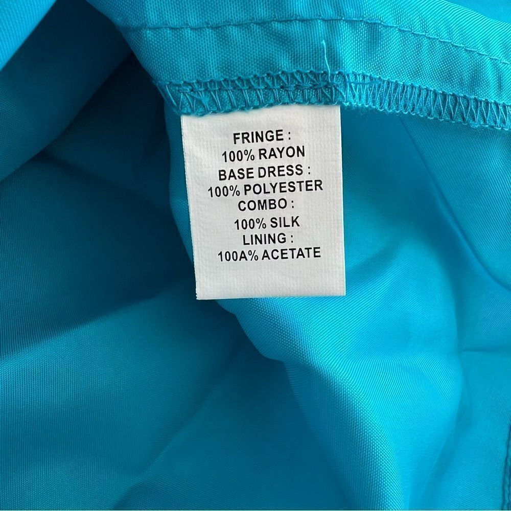 PHOEBE COUTURE Aqua Fringe MidiāDressāViaāNeimanāMarcusāSizeā12. - Picture 7 of 7